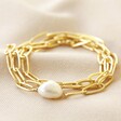 Lisa Angel Ladies' Gold Cable Chain and Pearl Bracelet
