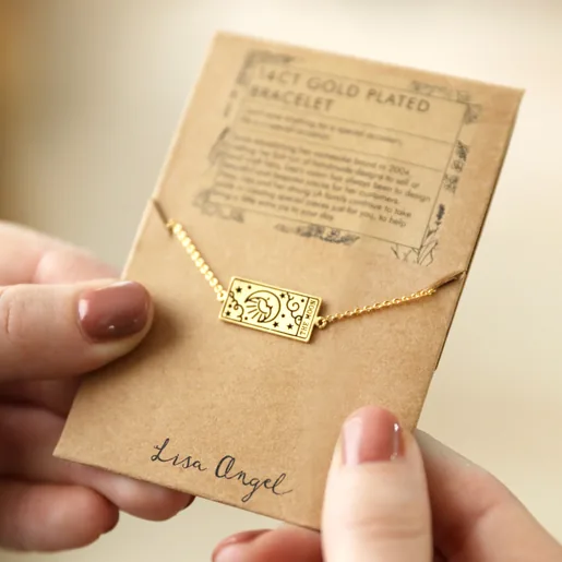 Gold The Moon Tarot Card Bracelet on Packaging
