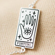 Close Up of Silver Fortune Tarot Card Bracelet