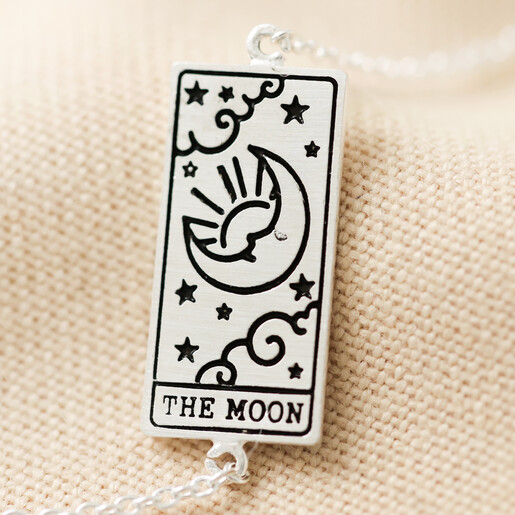Close Up of Charm on Silver The Moon Tarot Card Bracelet