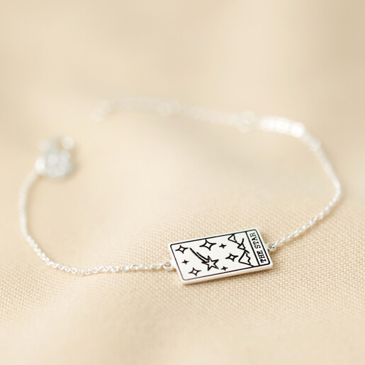 Silver The Star Tarot Card Bracelet on Fabric