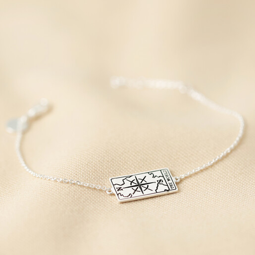 Silver The World Tarot Card Bracelet on Fabric