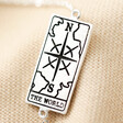 Close Up of Charm on Silver The World Tarot Card Bracelet