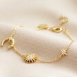 Sun and Moon Chain Bracelet in Gold on Neutral Surface