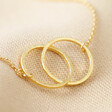 Close-up of Lisa Angel Brushed Interlocking Hoop Necklace in Gold