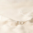 Lisa Angel Brushed Silver Interlocking Hoop Necklace on White Background