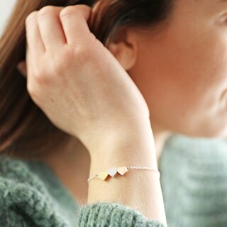 Brushed Mixed Metal Triple Heart Bracelet