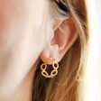 Beaded Chain Hoop Earrings in Gold on Model