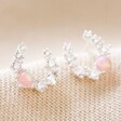 Crystal and Opal Horseshoe Stud Earrings in Silver on Beige Fabric