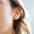 Irregular Heart Crystal Stud Earrings in Gold on Model