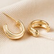 Ribbed Hoop Earrings in Gold on Fabric