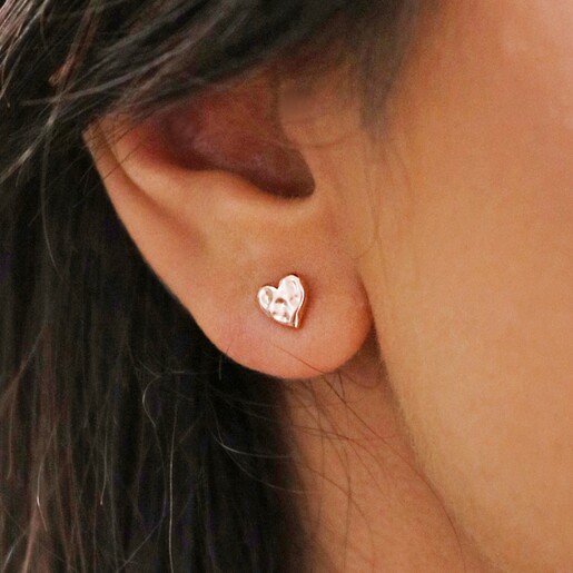 Rose Gold Tiny Heart Stud Earrings for Teenage Girls and Women –  namana.london