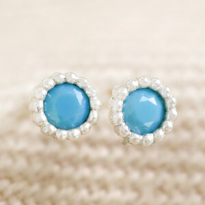 Sterling Silver Birthstone Stud Earrings - December - Turquoise 