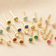 Sterling Silver Birthstone Stud Earrings in Gold All Colours