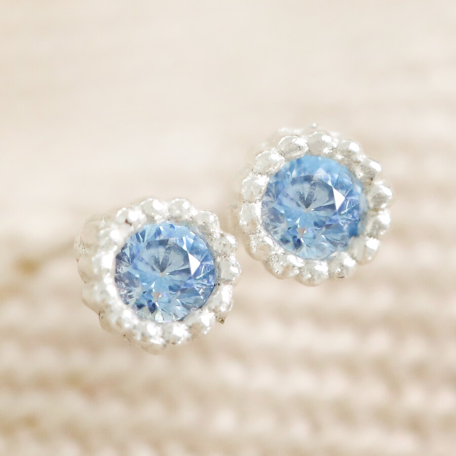 Sterling Silver Birthstone Stud Earrings | Lisa Angel