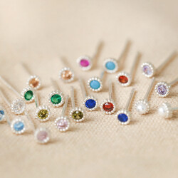 Sterling Silver Birthstone Stud Earrings