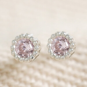 Sterling Silver Birthstone Stud Earrings - October - Opal