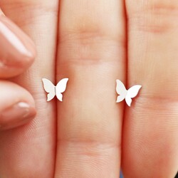 Tiny Butterfly Stud Earrings in Silver