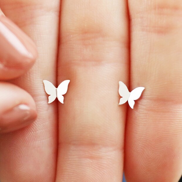 Sterling Silver Pastel Crystal Butterfly Stud Earrings | Claire's