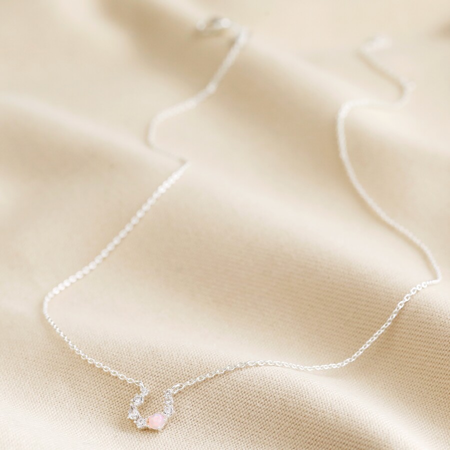 Our Crystal and Opal Horseshoe Necklace in Silver is Perfect for Gifting to the Bride on her Hen Do