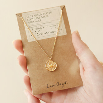 Gold Stainless Steel Cancer Pendant Necklace