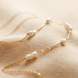 Close up of Gold Stainless Steel and Pearl Necklace
