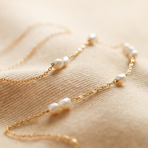 Stainless Steel Pearl Necklace in Gold