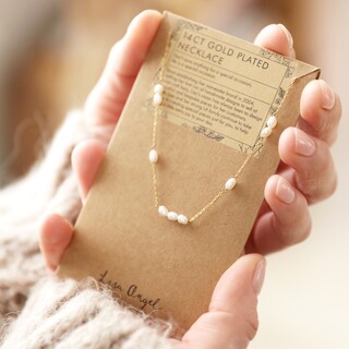 Gold Stainless Steel and Pearl Necklace