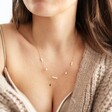 Model wearing Gold Stainless Steel and Pearl Necklace