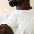 Men's Engraved Enamel Stripe Pendant Necklace on Model