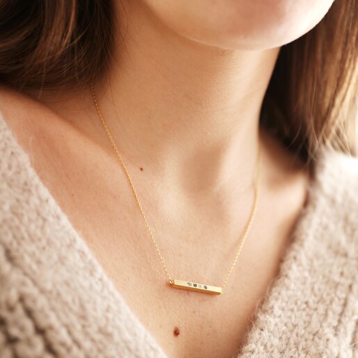 Personalised Birth Flower Bar Necklace 