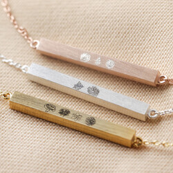 Personalised Birth Flower Heads Horizontal Bar Necklace