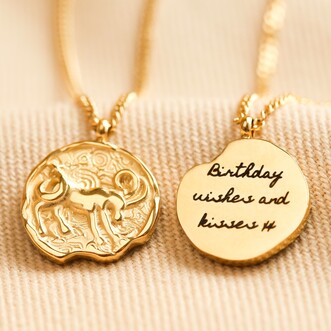 Personalised Gold Stainless Steel Zodiac Pendant Necklace