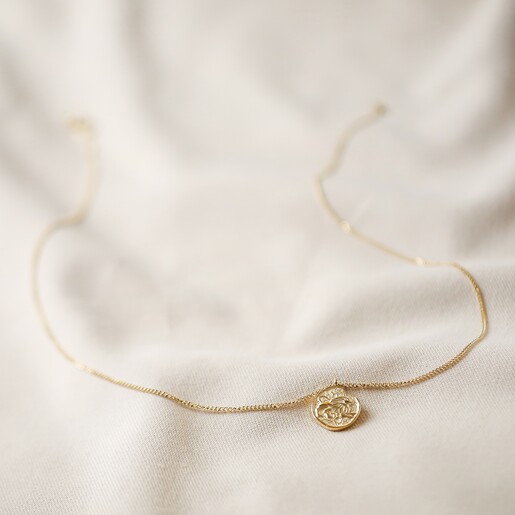 Full Length Personalised Gold Stainless Steel Zodiac Pendant Necklace