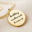 Engraved Back of Personalised Gold Stainless Steel Zodiac Pendant Necklace