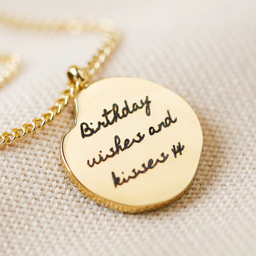 Engraved Back of Personalised Gold Stainless Steel Zodiac Pendant Necklace