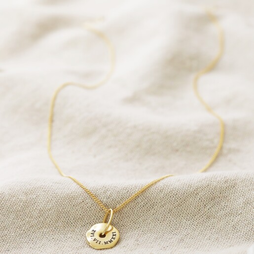 Full Length of Personalised Spinning Disc Pendant Necklace in Gold