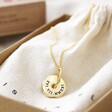 Personalised Spinning Disc Pendant Necklace in Gold in Packaging