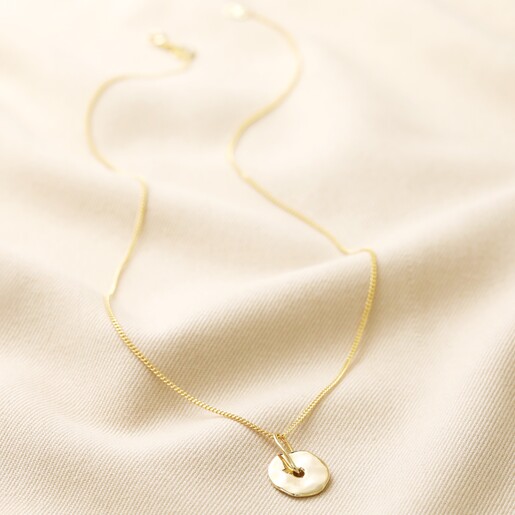 Spinning Disc Pendant Necklace in Gold Full Chain