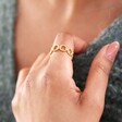 Model Wearing Beaded Chain Adjustable Ring in Gold