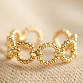 Beaded Chain Adjustable Ring in Gold