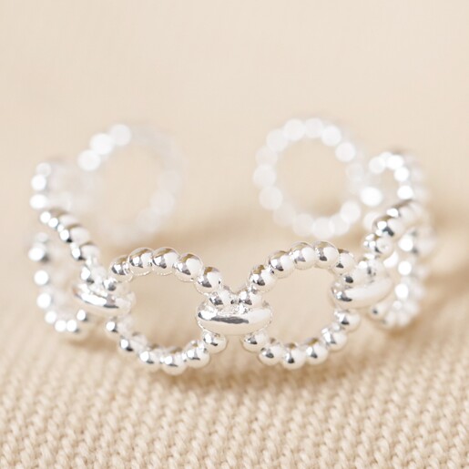Beaded Chain Adjustable Ring in Silver
