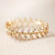 Crystal Leaves Ring in Gold