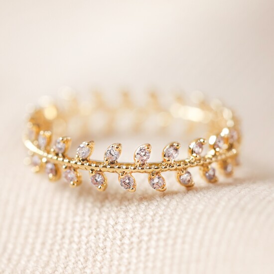 Crystal Leaves Ring in Gold - S/M