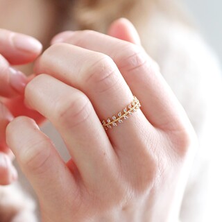 Crystal Leaves Ring in Gold