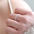 Crystal Leaves Ring in Silver on Model