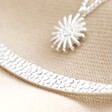 Close Up of Hammered Detail on Sun and Horn Layered Necklace in Silver