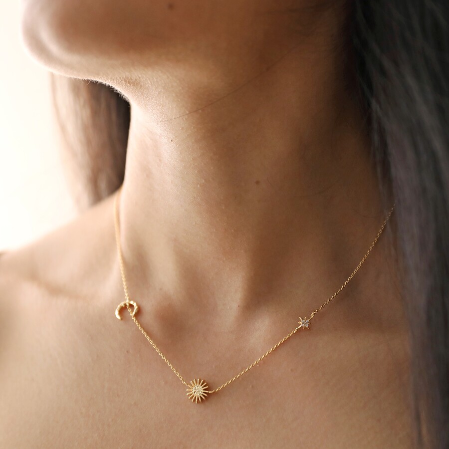 Sun Moon Gold Necklace - Women's Jewelry - Lil Pepper Jewelry