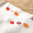 Vegetable Design on Personalised Embroidered Birth Vegetable Gardening Gloves