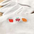 Close Up of Personalised Embroidered Birth Vegetable Gardening Gloves